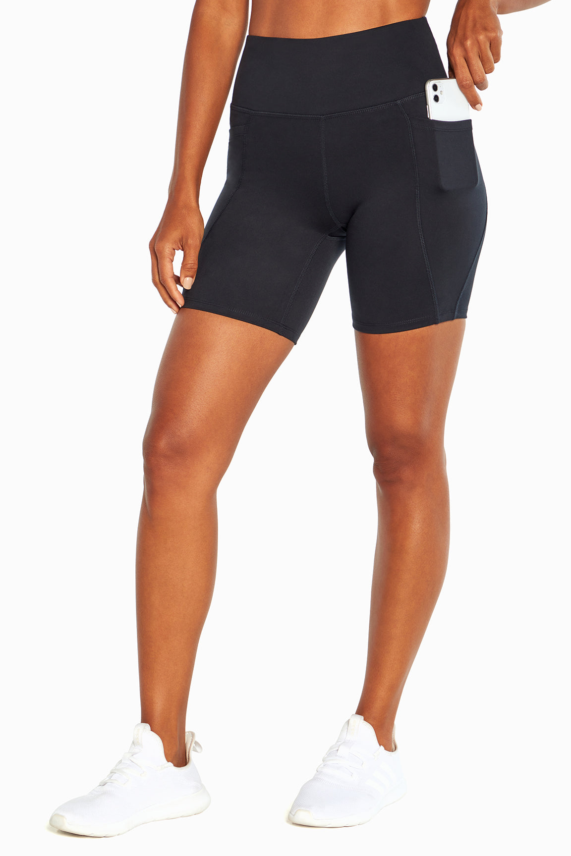 Luna Side Pocket Short, alternate angle view, showing visible design features and texture of the soft knit fabric..