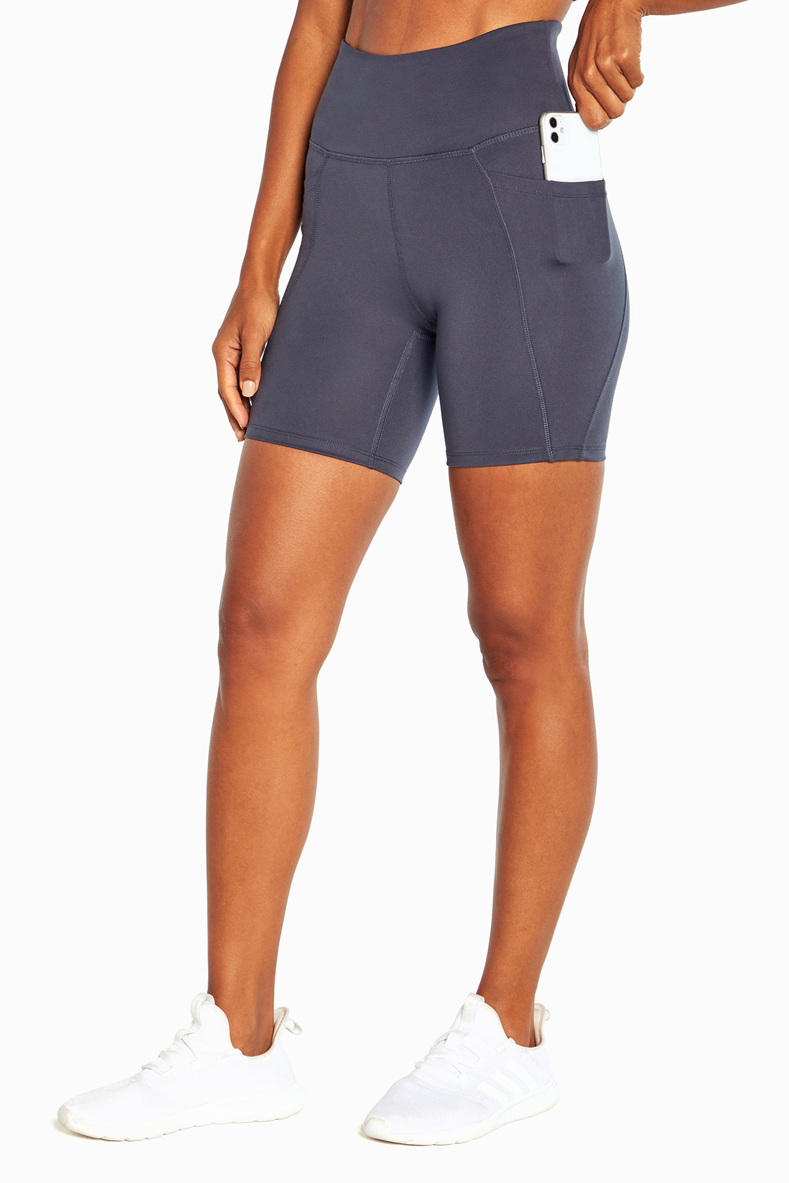 Luna Side Pocket Short, alternate angle view, showing visible design features and texture of the soft knit fabric..