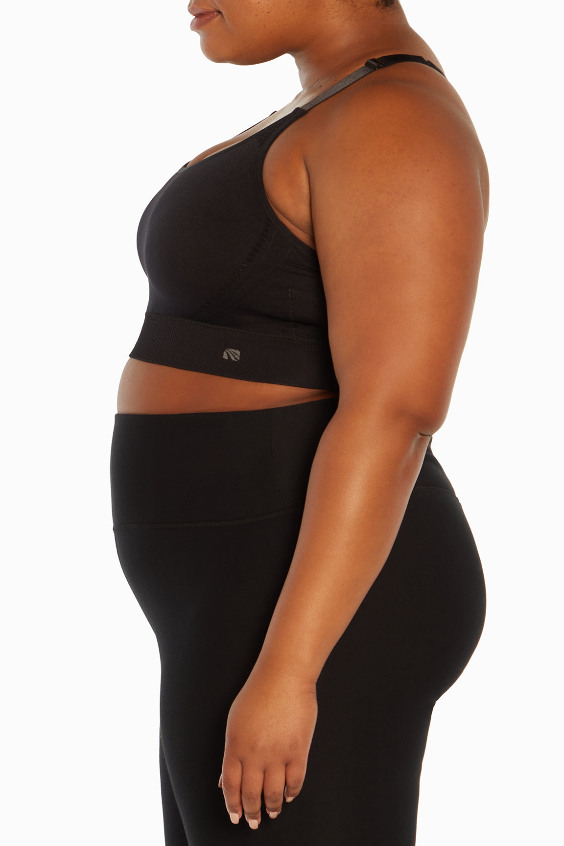 Alyssa Seamless Sports Bra (Plus Size), alternate angle view, showing visible design features and texture of the soft knit fabric..