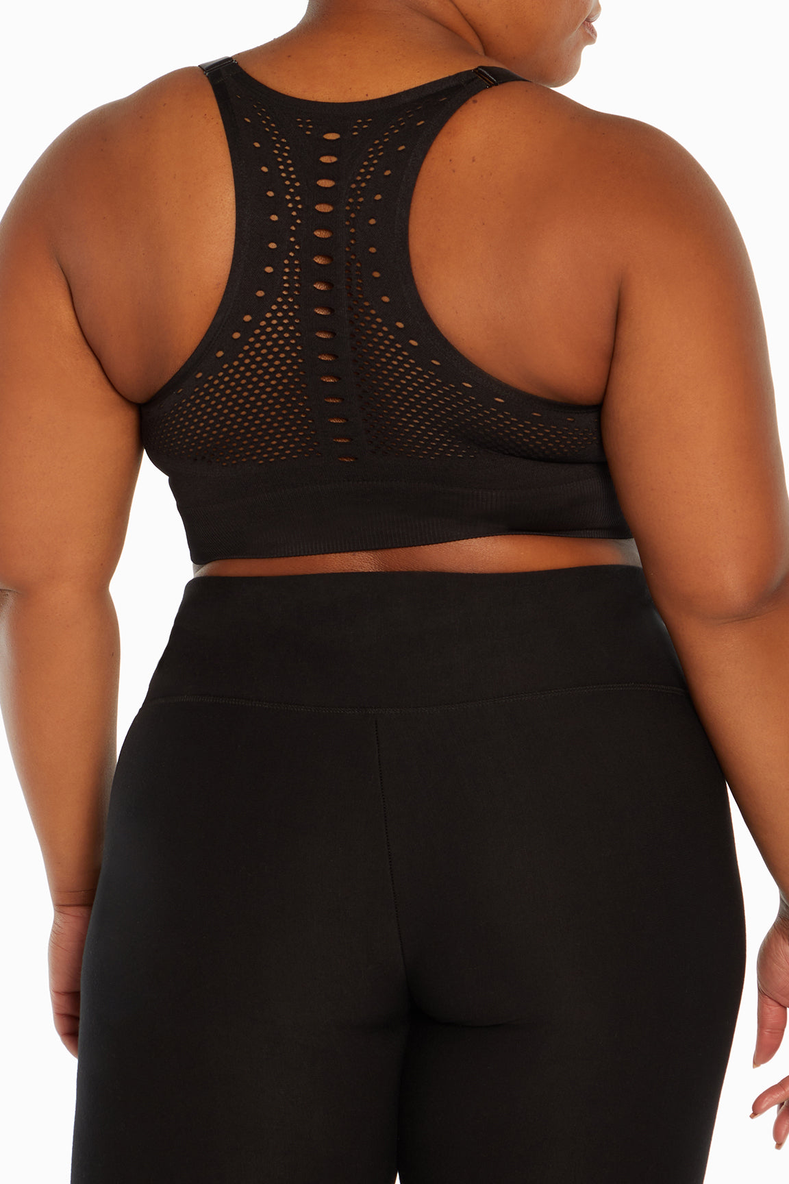 Alyssa Seamless Sports Bra (Plus Size), alternate angle view, showing visible design features and texture of the soft knit fabric..