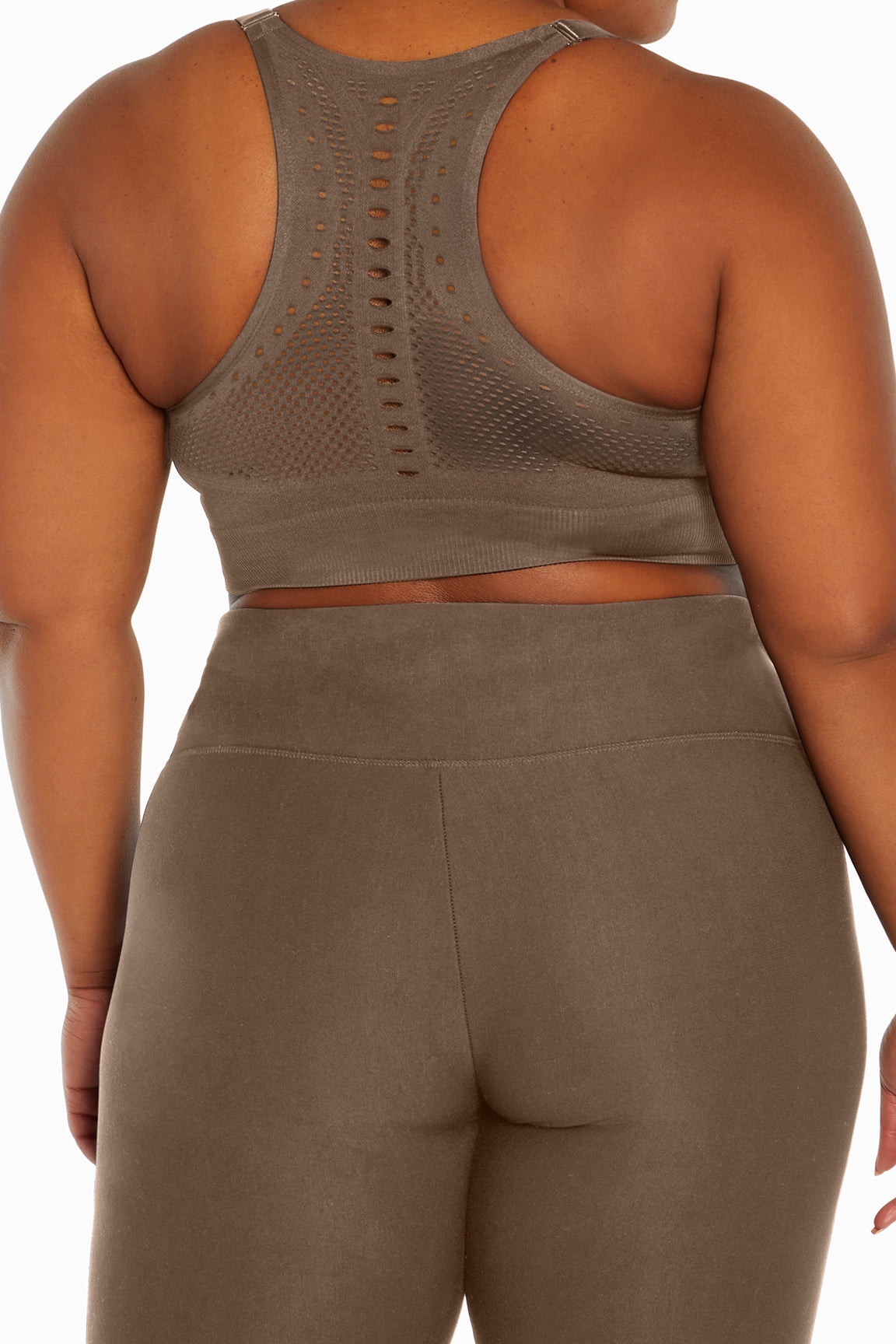 Alyssa Seamless Sports Bra (Plus Size), back view, showing visible design features and texture of the soft knit fabric..