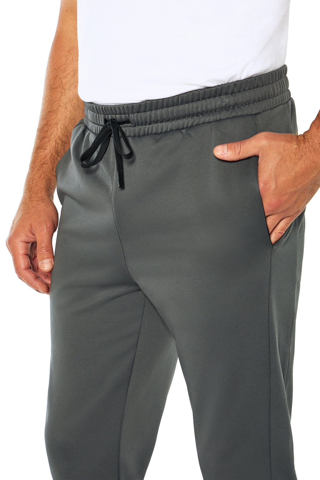 Balance Collection For Men Tevin Jogger, alternate angle view, showing visible design features and texture of the soft knit fabric.. #color_iron-gate