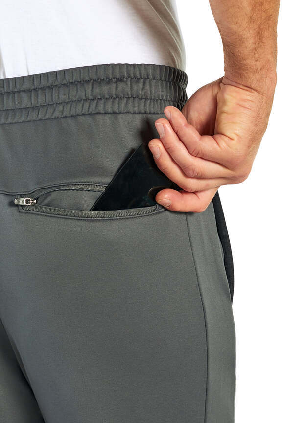 Balance Collection For Men Tevin Jogger, alternate angle view, showing visible design features and texture of the soft knit fabric.. #color_iron-gate