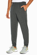 Balance Collection For Men Oscar Jogger, front view, showing visible design features and texture of the soft knit fabric.. #color_heather-black