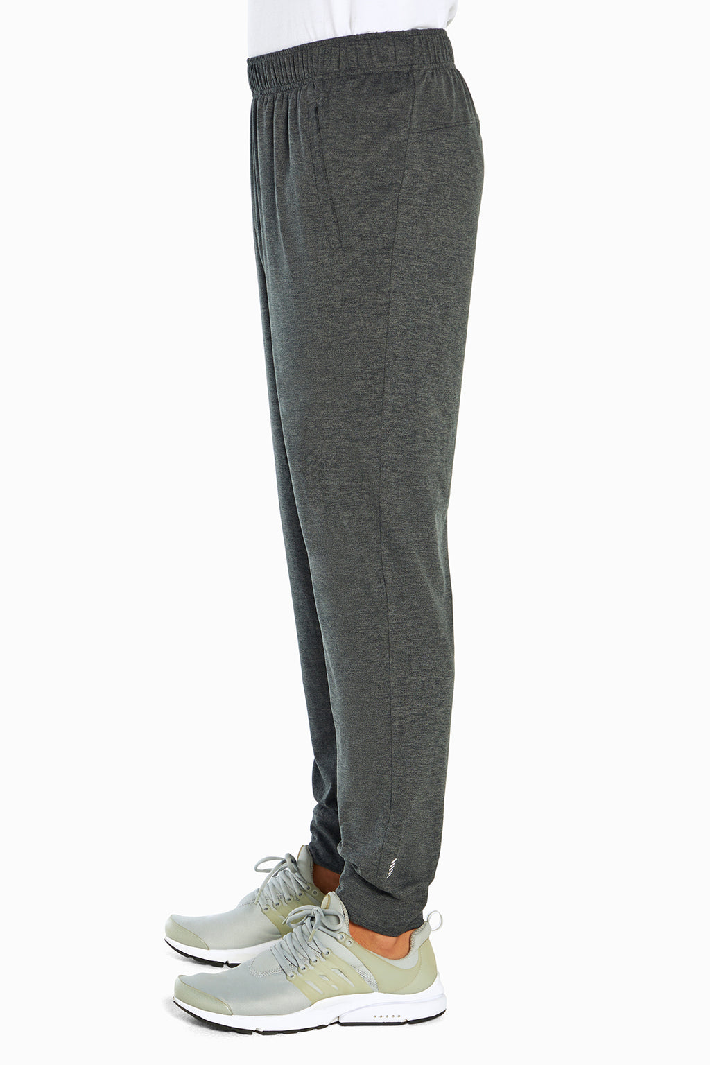 Balance Collection For Men Oscar Jogger, alternate angle view, showing visible design features and texture of the soft knit fabric.. #color_heather-black