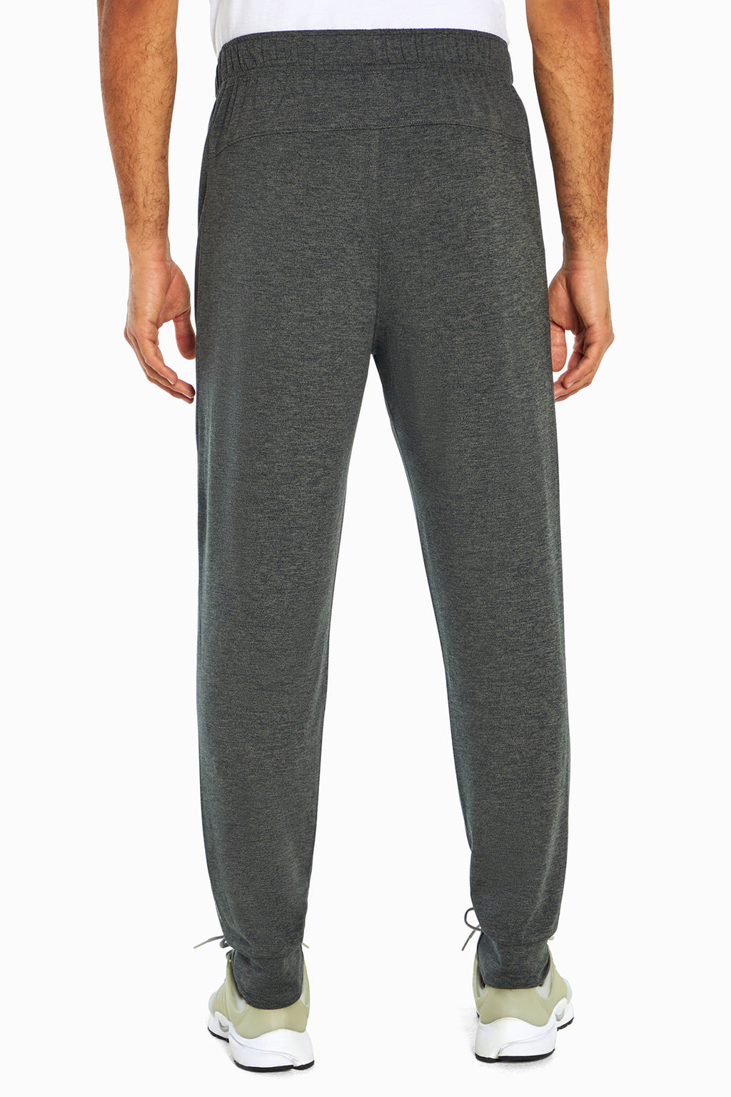 Balance Collection For Men Oscar Jogger, side view showing pocket placement, showing visible design features and texture of the soft knit fabric.. #color_heather-black
