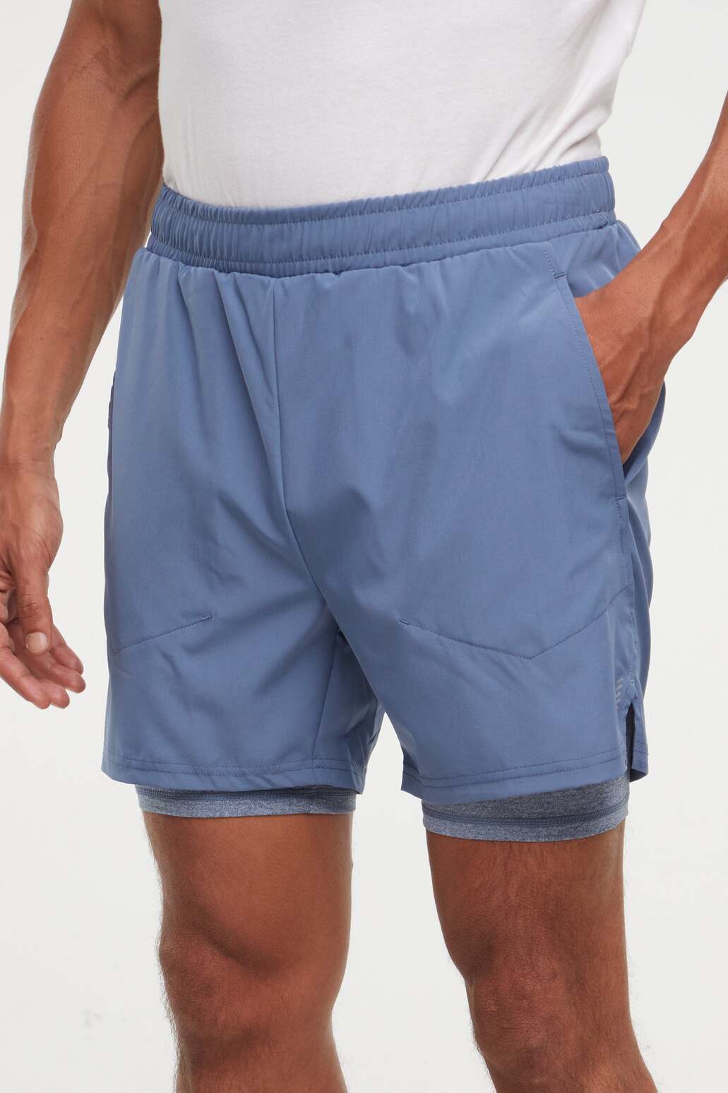 Balance Collection For Men Pablo Short, alternate angle view, showing visible design features and texture of the soft knit fabric.. 