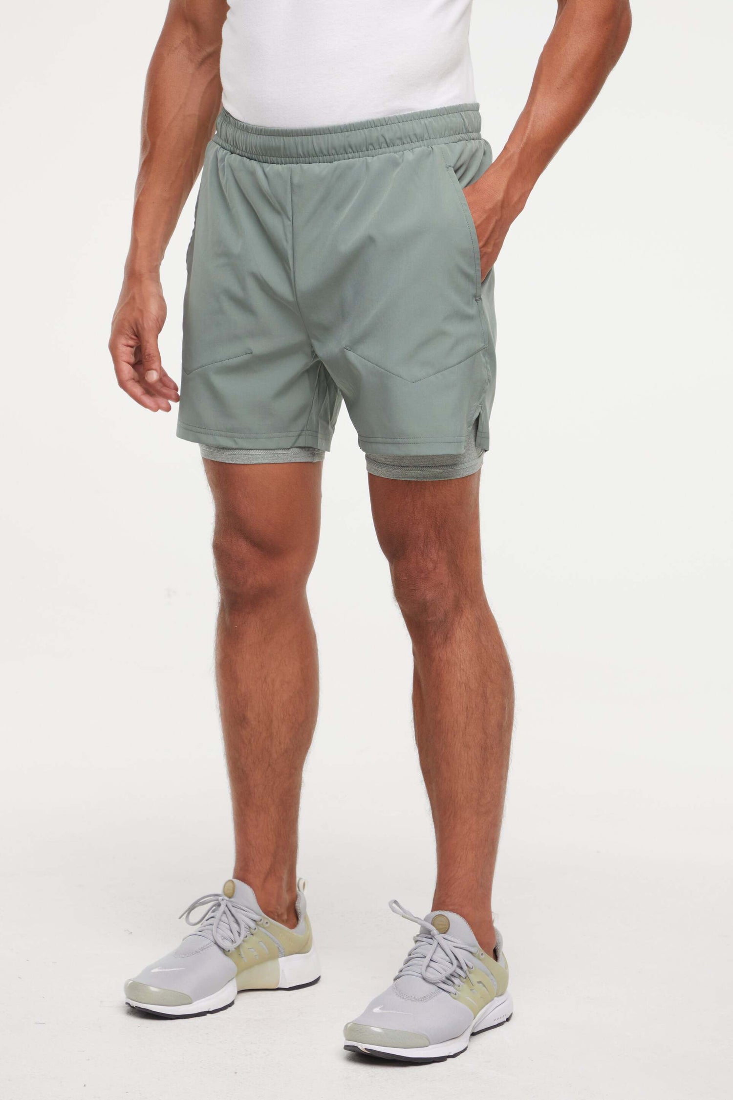 Balance Collection For Men Pablo Short, alternate angle view, showing visible design features and texture of the soft knit fabric.. 
