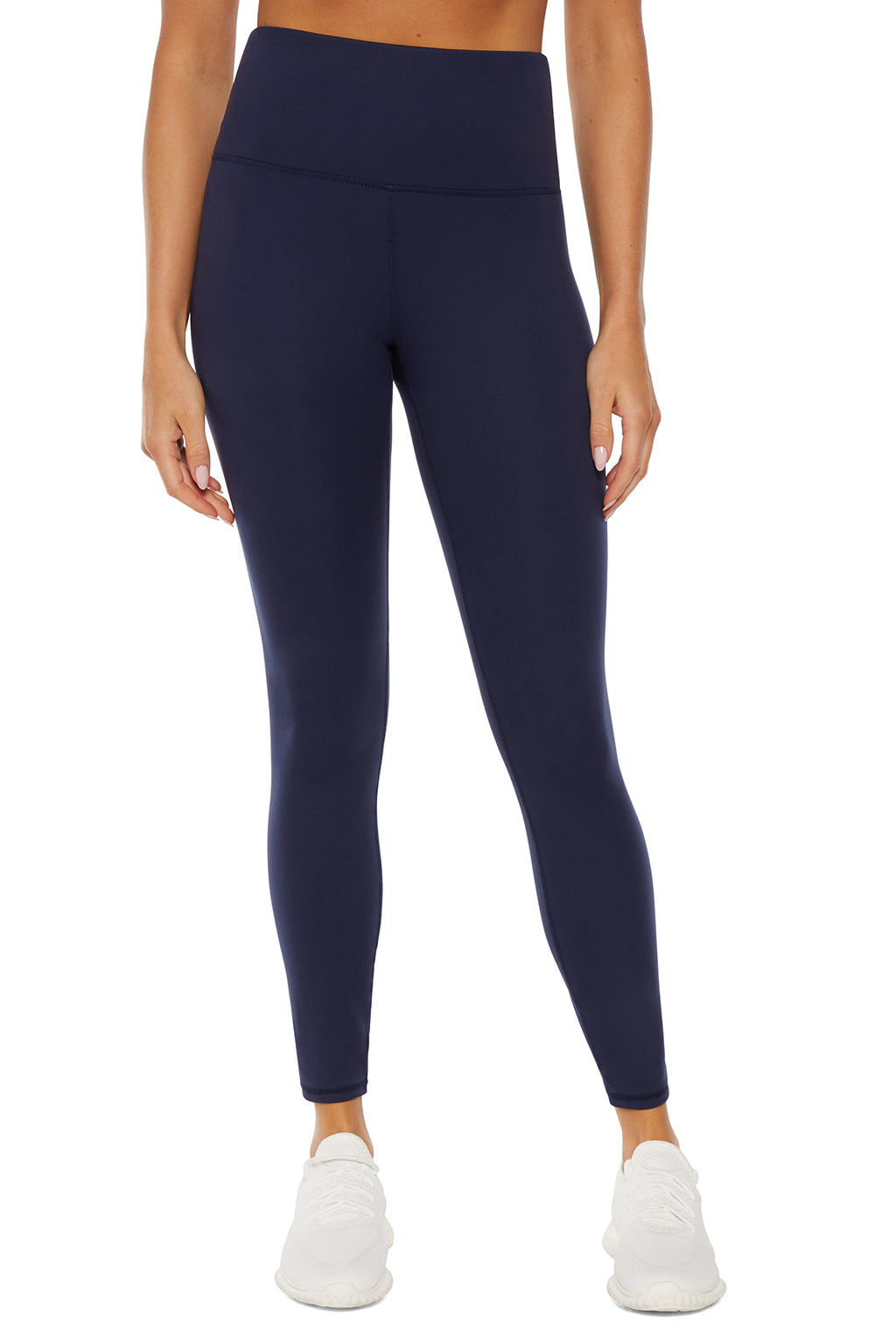 Balance Collection Basic High-Rise Tummy Control Legging, alternate angle view, showing visible design features and texture of the stretch knit.. #color_peacoat