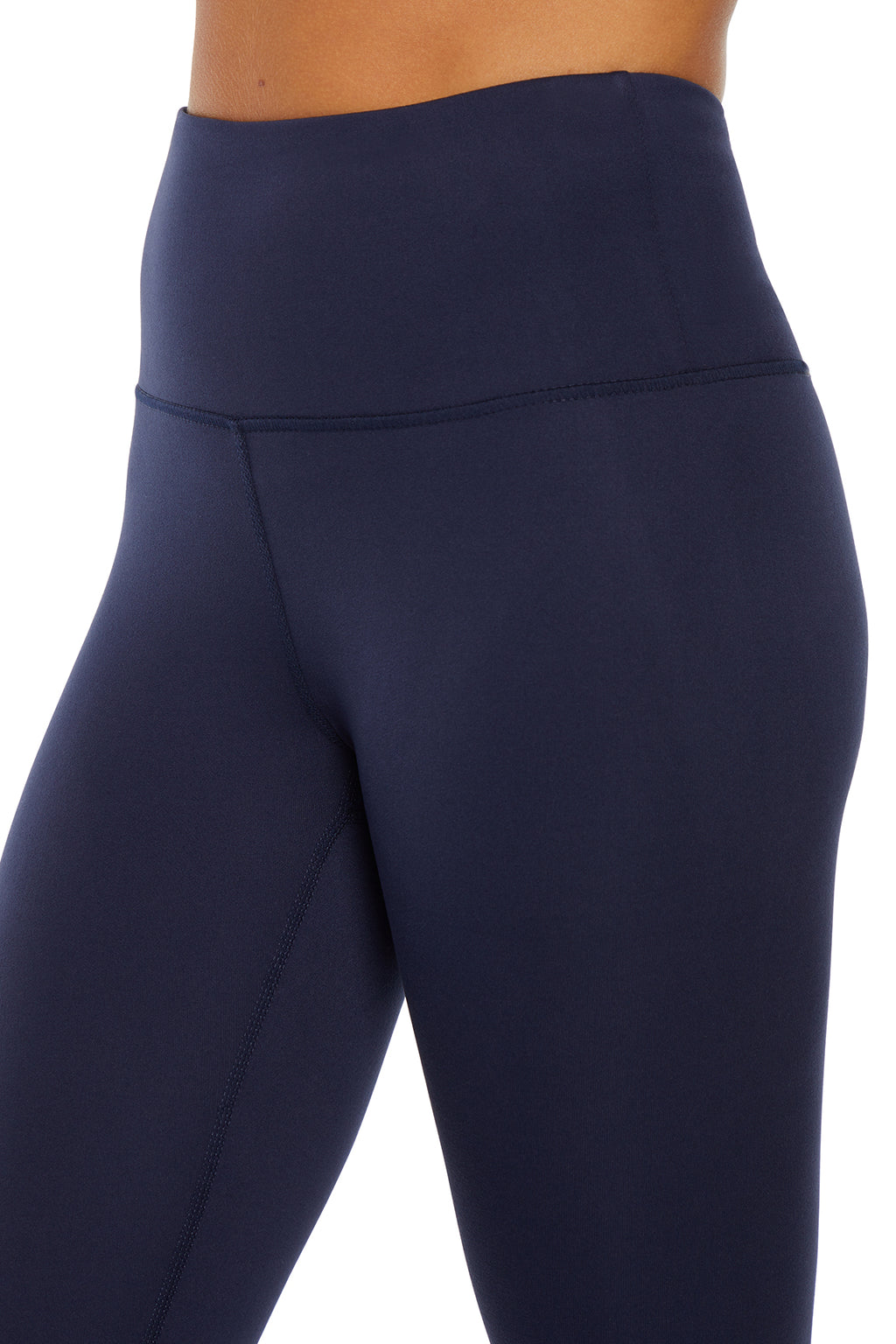 Balance Collection Basic High-Rise Tummy Control Legging, alternate angle view, showing visible design features and texture of the stretch knit.. #color_peacoat