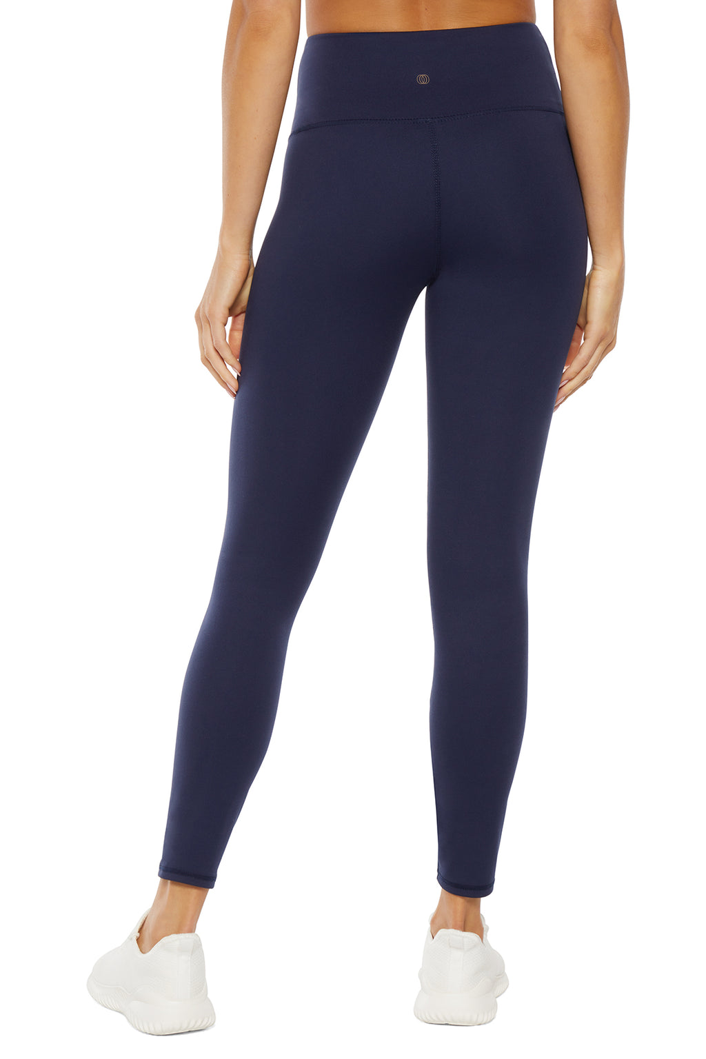 Balance Collection Basic High-Rise Tummy Control Legging, close-up view of fabric and stitching, showing visible design features and texture of the.. #color_peacoat