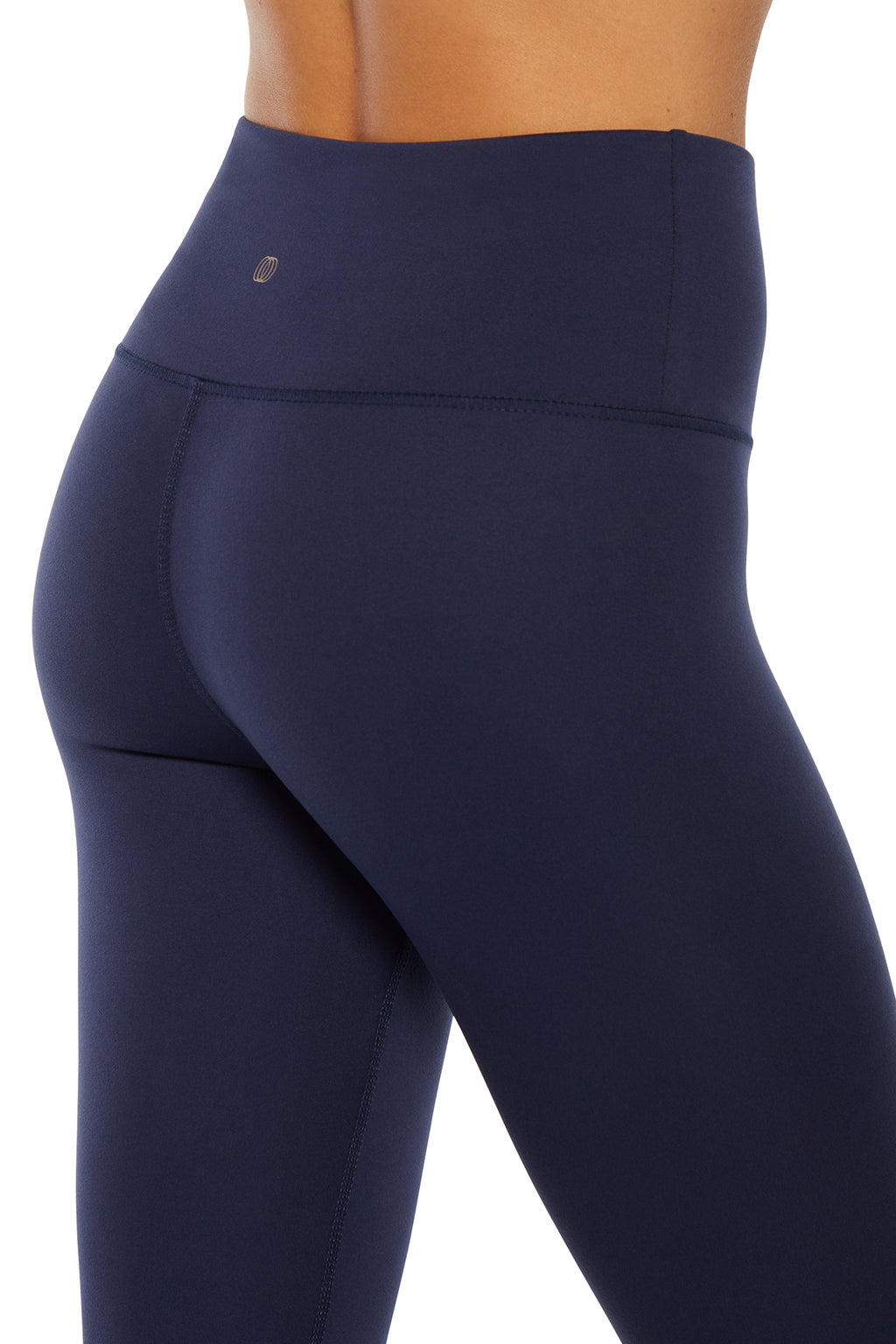 Balance Collection Basic High-Rise Tummy Control Legging, back view, showing visible design features and texture of the stretch knit fabric.. #color_peacoat