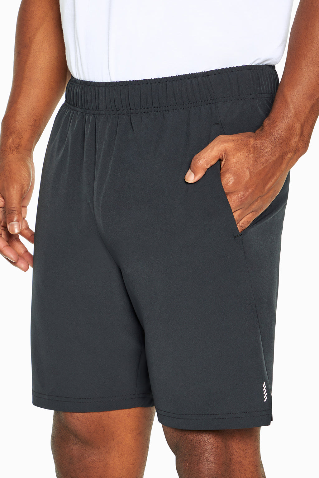 Balance Collection For Men Base Short, back view, showing visible design features and texture of the soft knit fabric.. #color_black