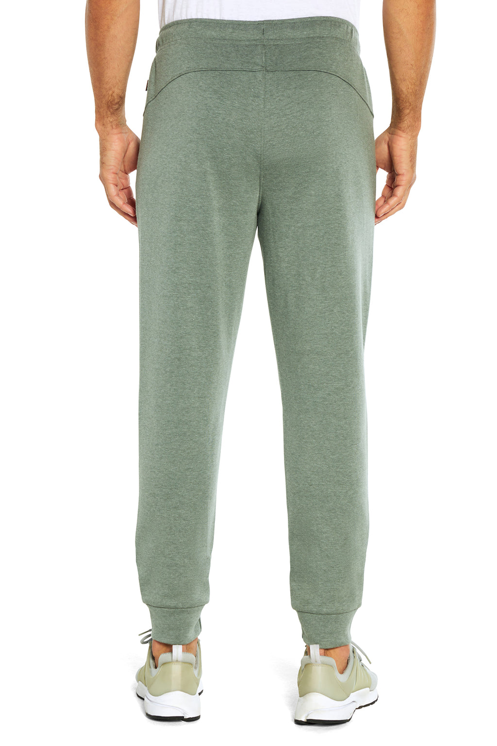 Balance Collection For Men Willow Jogger, alternate angle view, showing visible design features and texture of the soft knit fabric.. #color_heather-sage