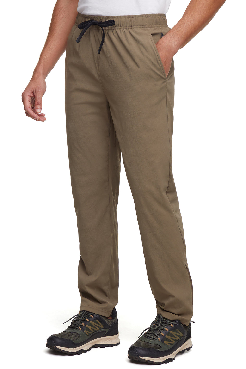Balance Collection For Men Axton Pant, front view, showing visible design features and texture of the durable stretch fabric.. #color_stone-gray