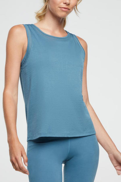 Larissa Tank, alternate angle view, showing visible design features and texture of the soft knit fabric.. 