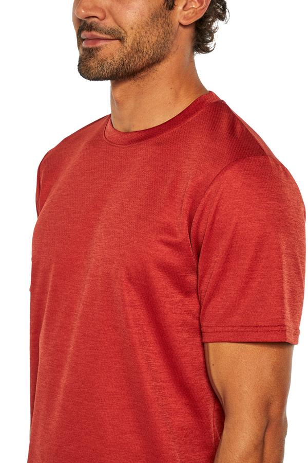 Balance Collection For Men Base Tee, close-up view of fabric and stitching, showing visible design features and texture of the soft knit fabric.. 