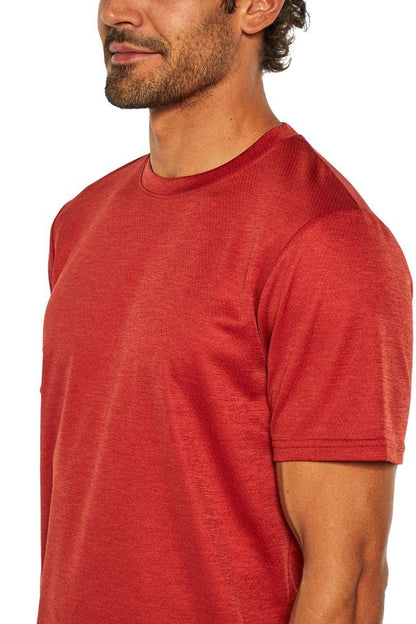 Balance Collection For Men Base Tee, close-up view of fabric and stitching, showing visible design features and texture of the soft knit fabric.. 