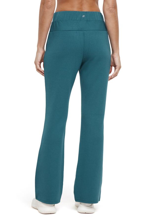 Paige Bootcut Pant, back view, showing visible design features and texture of the durable stretch fabric.. #color_green-heron