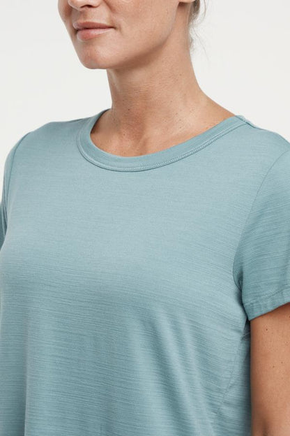 Harmony Short Sleeve Tee, alternate angle view, showing visible design features and texture of the soft knit fabric.