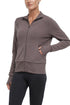 Paige Full Zip Jacket, alternate angle view, showing visible design features and texture of the smooth woven fabric.. 