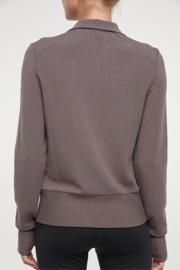 Paige Full Zip Jacket, alternate angle view, showing visible design features and texture of the smooth woven fabric.. 