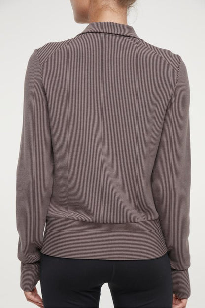 Paige Full Zip Jacket, alternate angle view, showing visible design features and texture of the smooth woven fabric.. 