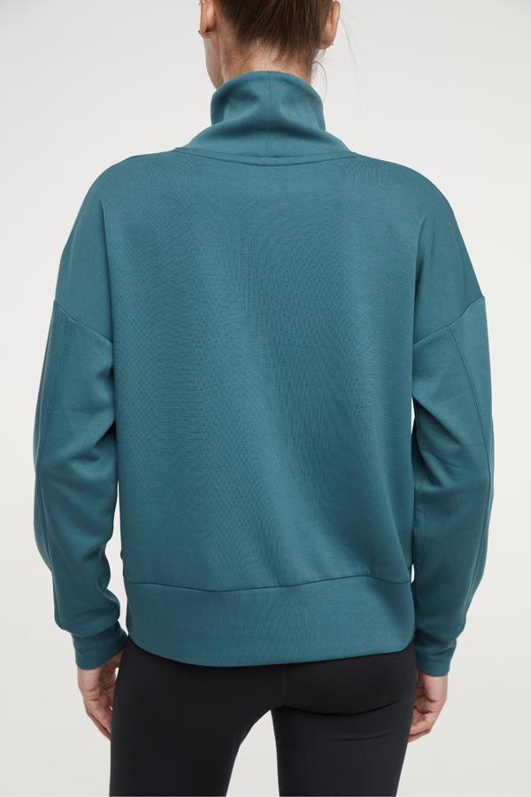 Sage Knit Pullover, alternate angle view, showing visible design features and texture of the soft knit fabric.. 