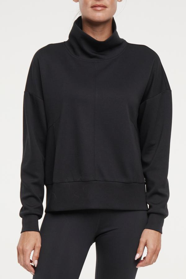 Sage Knit Pullover, alternate angle view, showing visible design features and texture of the soft knit fabric.. 