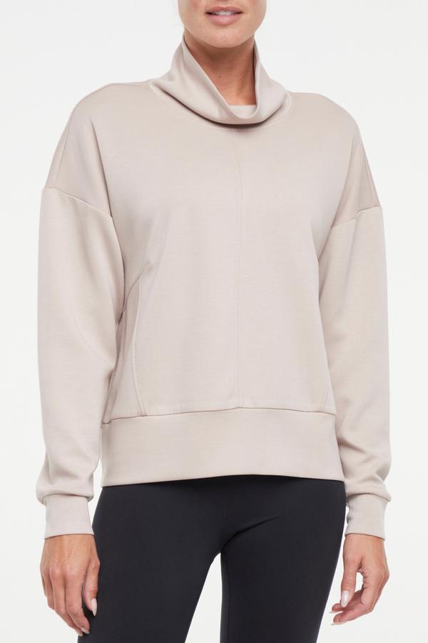 Sage Knit Pullover, alternate angle view, showing visible design features and texture of the soft knit fabric.. 