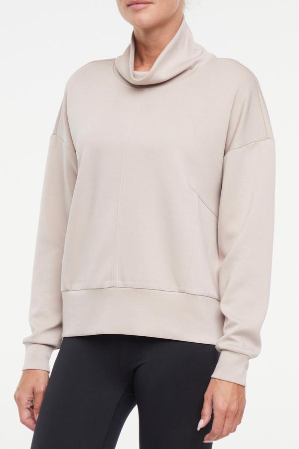 Sage Knit Pullover, alternate angle view, showing visible design features and texture of the soft knit fabric.. 