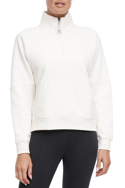 Camila 1/4 Zip Jacket, alternate angle view, showing visible design features and texture of the smooth woven fabric.. 