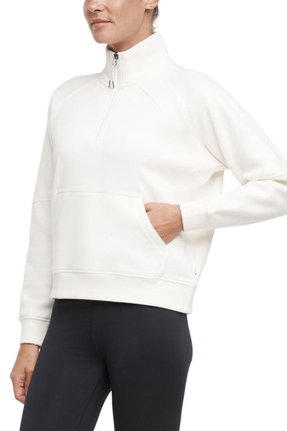 Camila 1/4 Zip Jacket, alternate angle view, showing visible design features and texture of the smooth woven fabric.. 