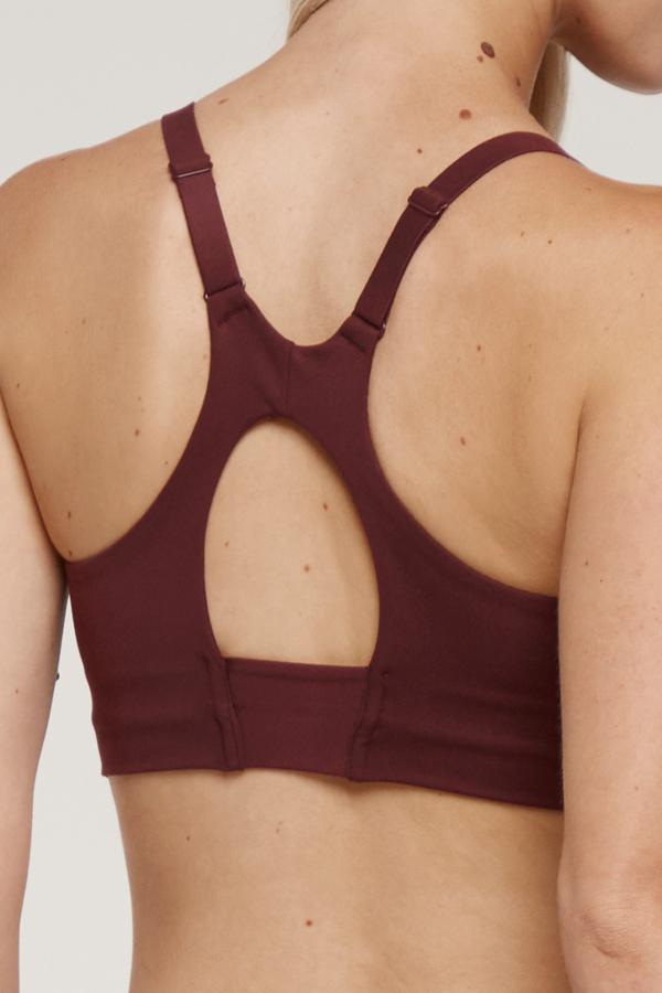 Clarissa Sports Bra, alternate angle view, showing visible design features and texture of the soft knit fabric.. 