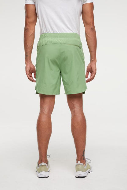Balance Collection For Men Freddie Short, side view showing pocket placement, showing visible design features and texture of the soft knit fabric.. 