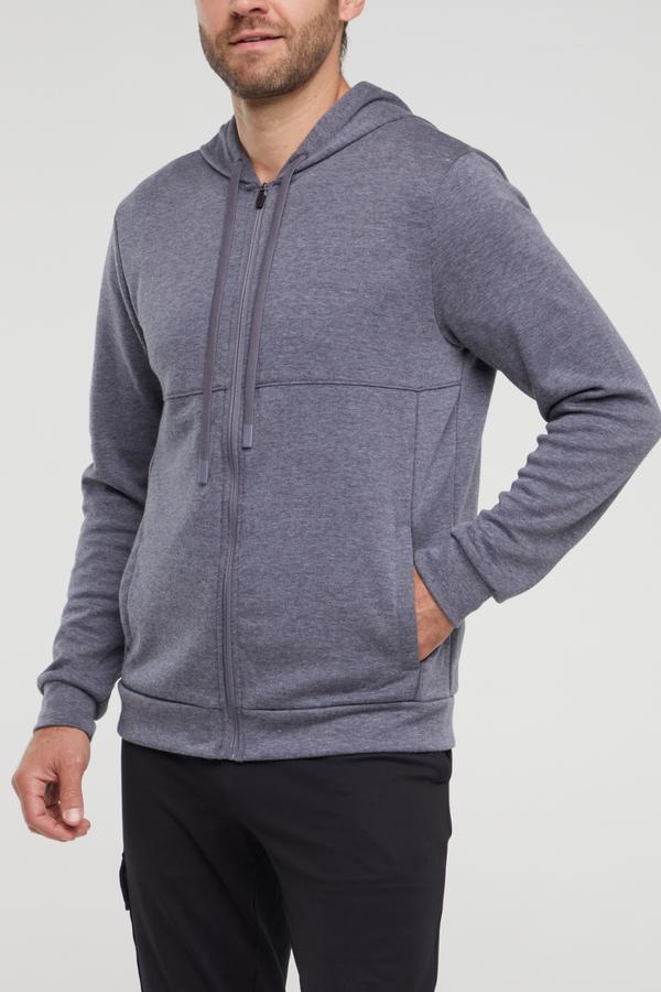 Balance Collection For Men Track Hoodie, alternate angle view, showing visible design features and texture of the soft fleece fabric.. 