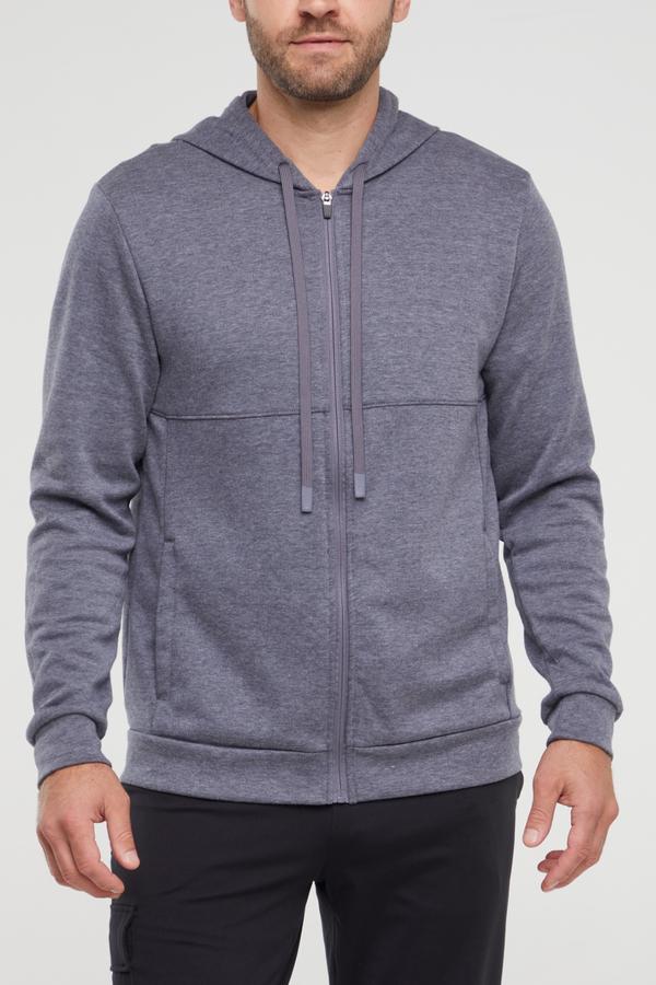 Balance Collection For Men Track Hoodie, alternate angle view, showing visible design features and texture of the soft fleece fabric.. 
