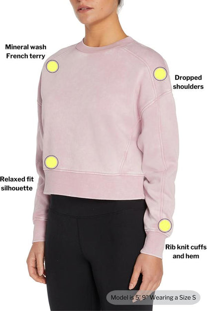 Balance Collection Max Sweatshirt, alternate angle view, showing visible design features and texture of the soft knit fabric.. 