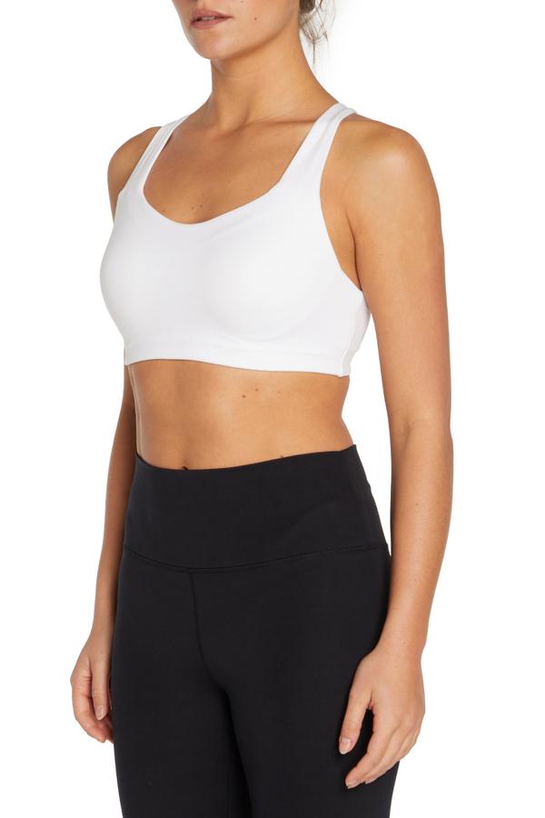 Willow Molded Bra, back view, showing visible design features and texture of the soft knit fabric.. #color_white