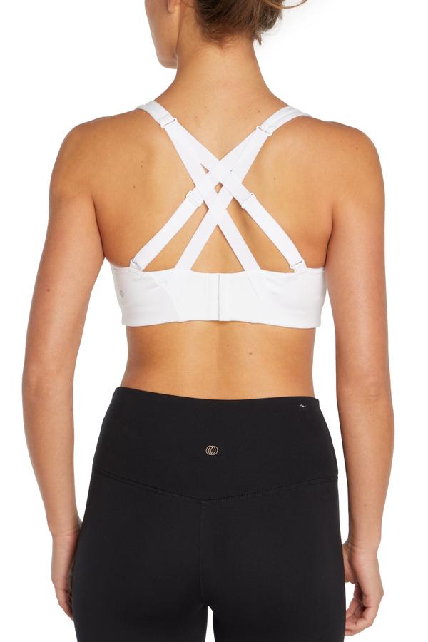 Willow Molded Bra, side view showing pocket placement, showing visible design features and texture of the soft knit fabric.. #color_white