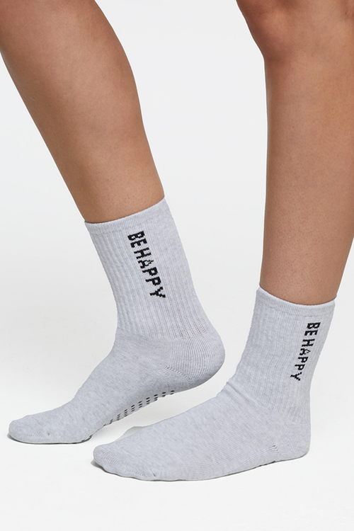 2 Pack Hailey Mid Crew Socks, front view, showing visible design features and texture of the soft knit fabric.. #color_heather-black-heather-white