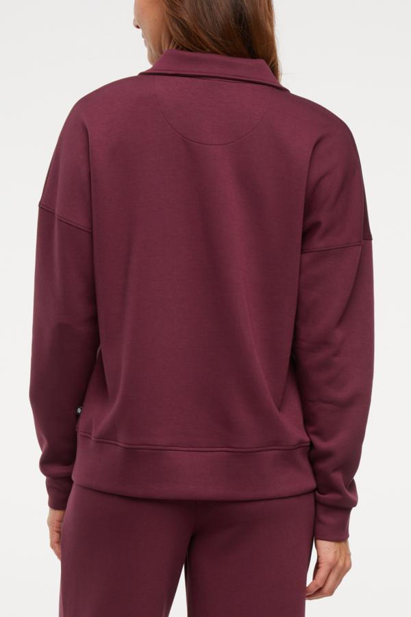 Sage 1/2 Zip, alternate angle view, showing visible design features and texture of the soft knit fabric.. 