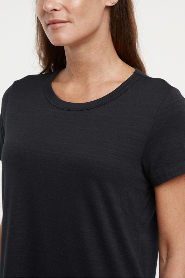 Harmony Short Sleeve Tee, alternate angle view, showing visible design features and texture of the soft knit fabric.
