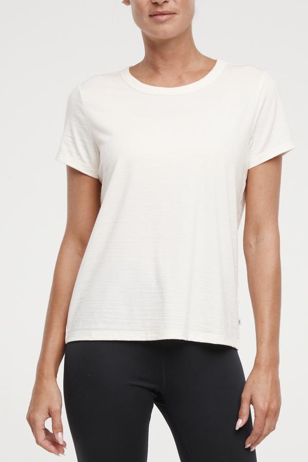 Harmony Short Sleeve Tee, front view, showing visible design features and texture of the soft knit fabric.