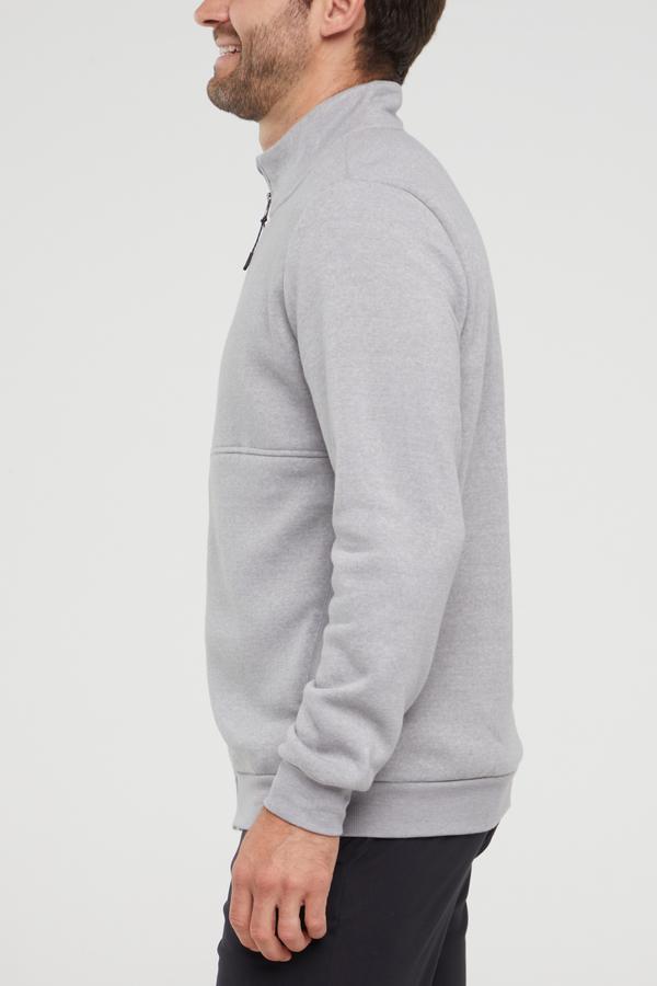 Balance Collection For Men Ace Fleece Jacket, alternate angle view, showing visible design features and texture of the smooth woven fabric.. #color_light-heather-grey