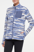 Treeline Fleece Jacket - Vintage Indigo, front view, showing visible design features and texture of the smooth woven fabric.. #color_vintage-indigo-mountain-ridges