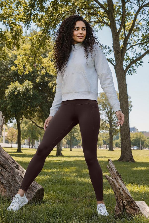 Kate Side Pocket Legging, alternate angle view, showing visible design features and texture of the stretch knit fabric.. 