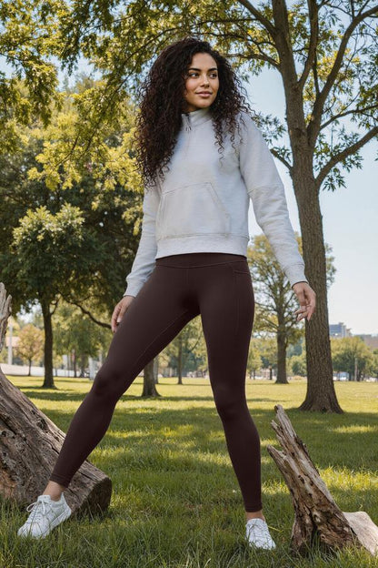 Kate Side Pocket Legging, alternate angle view, showing visible design features and texture of the stretch knit fabric.. 