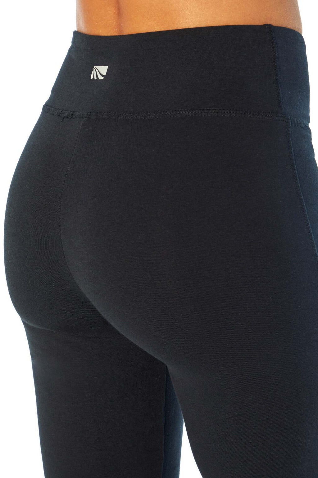 Zoey Tummy Control Capris, back view, showing visible design features and texture of the soft knit fabric. #color_black