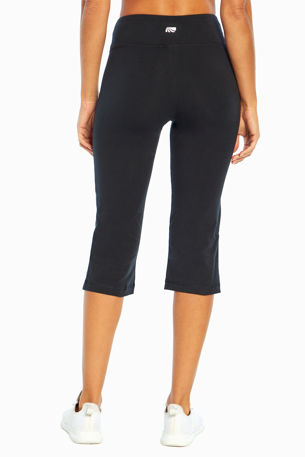 Zoey Tummy Control Capris, backview showing pocket placement, showing visible design features and texture of the soft knit fabric.